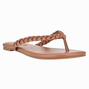 Nine West Wantit Flat Flip Flops - Light Brown - Ireland (BM5348192)